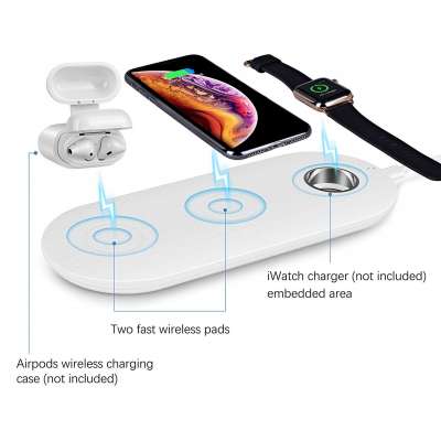 Portable 3 in 1 Wireless Charger Fast Wireless Charging Pad Compatible for all Qi Devices