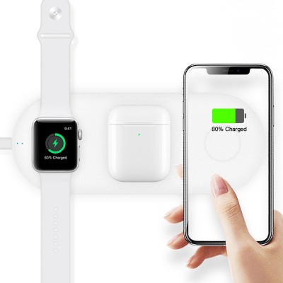 3 in 1 Qi Wireless Charger Fast Charging Pad for iWatch iPhone and Airpods